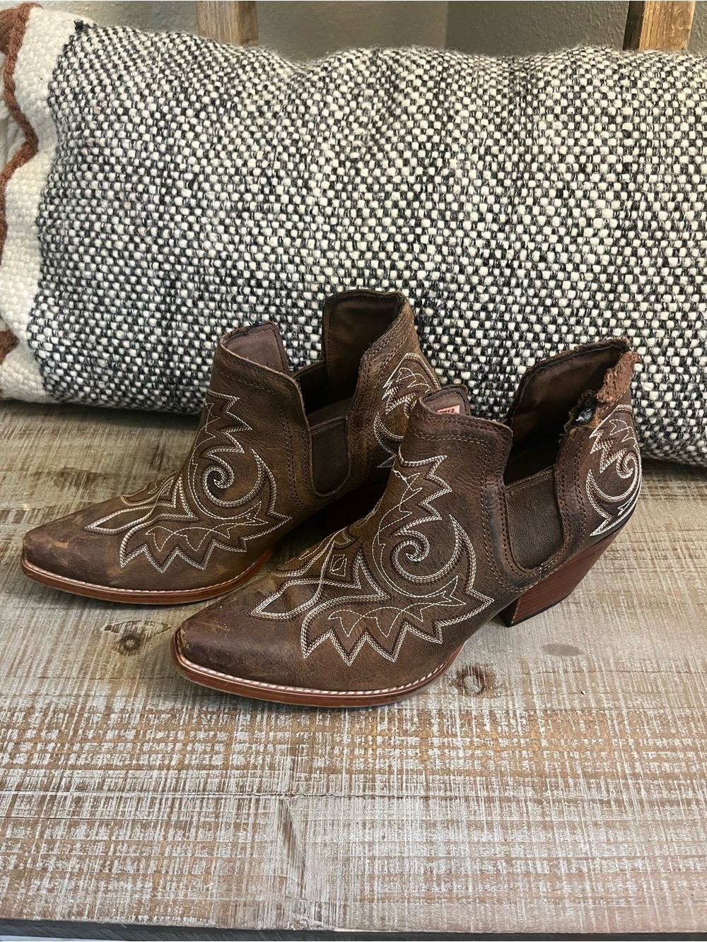 Brown Western Cutout Ankle Boots - Women - Picture 2 of 10